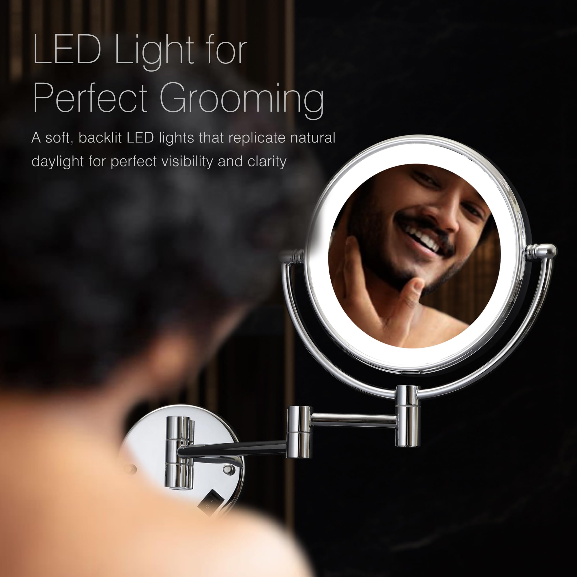 Hindware Italian Collection F680016CP Backlit LED Magnifying Glass